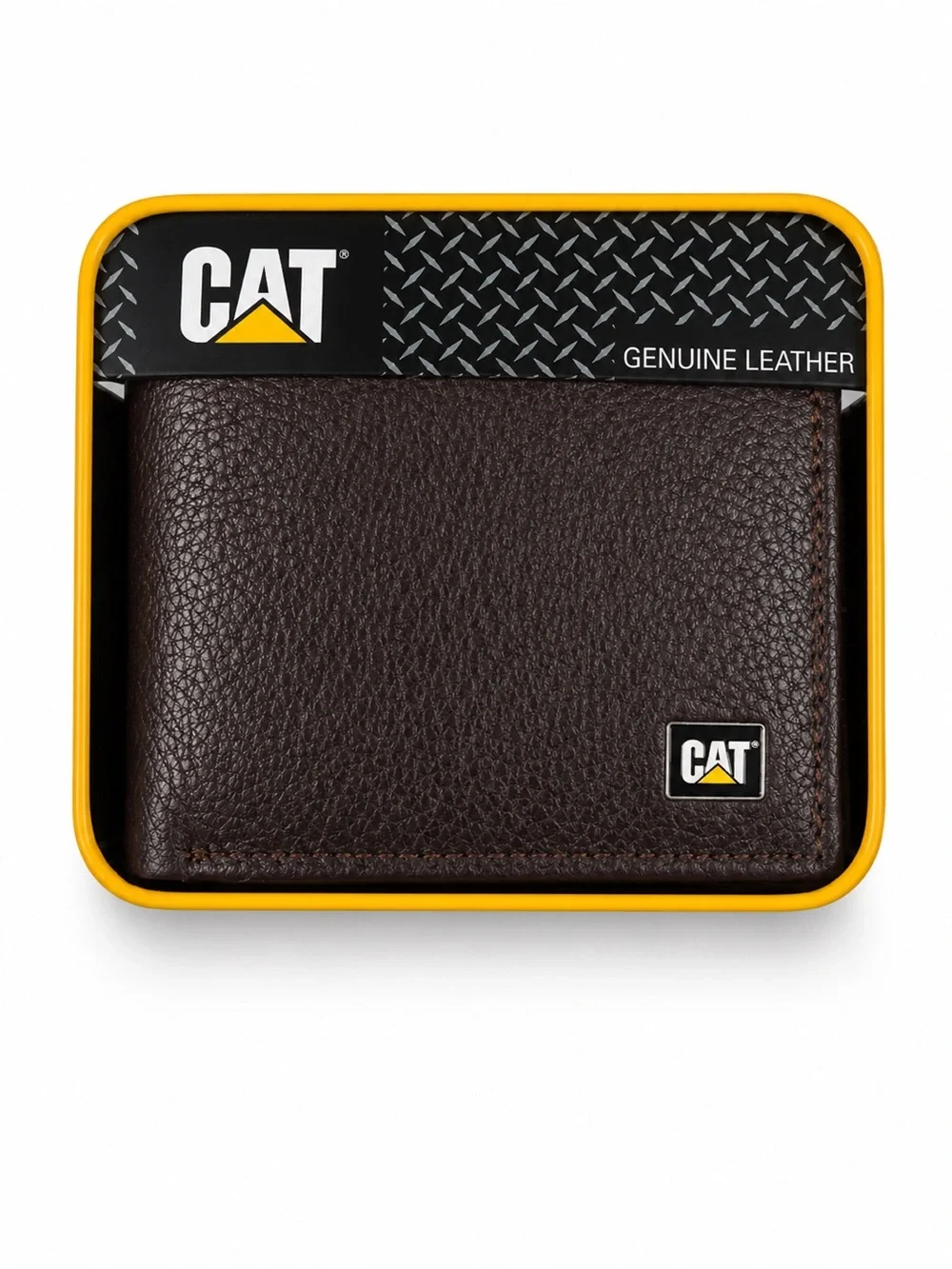 CAT-Brand Genuine Leather Men's Dark Brown Bi-Fold Wallet with RFID Shield